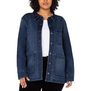 Worn Well Women's Relaxed Denim Chore Barn Jacket Comfort Stretch